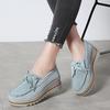 Cow Suede Women's Walking Shoes Fashion Platform Shoes Loafers Height-increased Moccasins Slip-on Mother Shoes