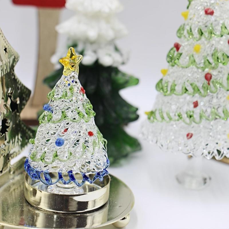 Creative Christmas Tree Miniature Glass Sculpture, Handcrafted Blown Glass Art, Collectibles and Christmas Gifts