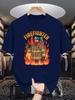 Unisex Crew Neck Tee Firefighter Retro Flame Art Cartoon Print Soft Cotton Loose Short Sleeve Summer Casual Male Streetwear Tops