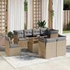 VidaXL Garden Lounge Set with Cushions 9 Pcs Beige Braided Resin 3266729