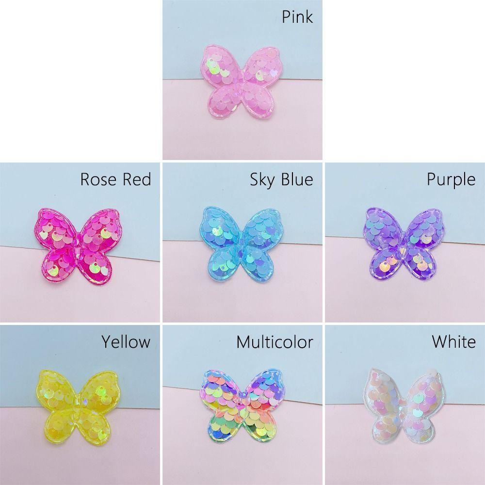 20Pcs Sew On Glitter Sequins Butterfly Patches 40x35mm Clothes Patches  Hat Shoes Sewing