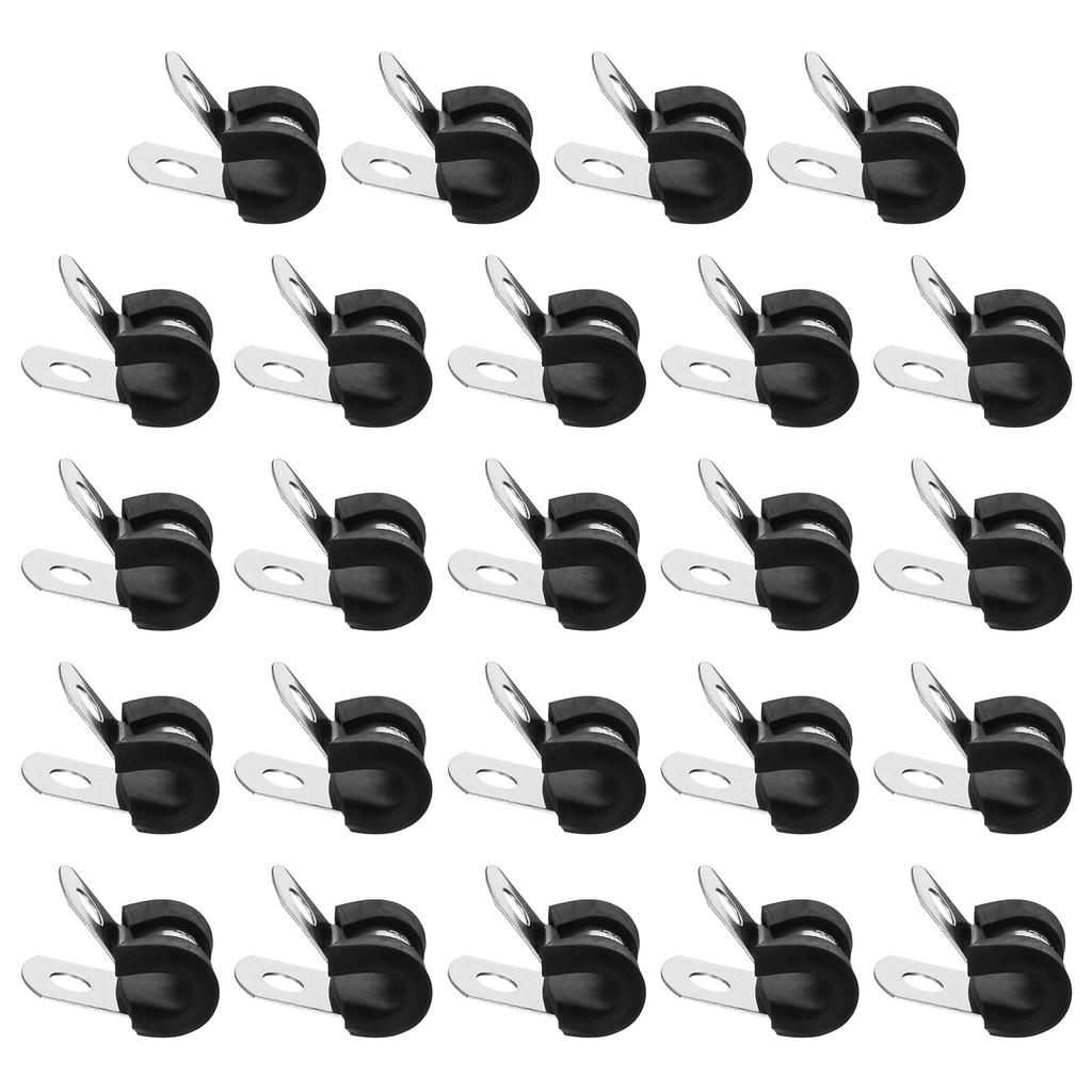uxcell 24pcs 6mm(1/4") Cable Clamps 304 Stainless Steel Rubber Coated Cushioned Insulated Cable Clamp