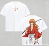 2026 Rurouni Kenshin Himura Kenshin Anime Print T-shirt White Oversized Cotton Short Sleeve Tee Harajuku Streetwear For Fans