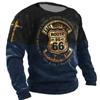 Camiseta de Otoño Estampada en 3D Camiseta Vintage para Hombre Manga Larga Tops Camisetas Ruta 66 de EE. UU. Gráfico de Letras Ropa Holgada Oversize 5XL