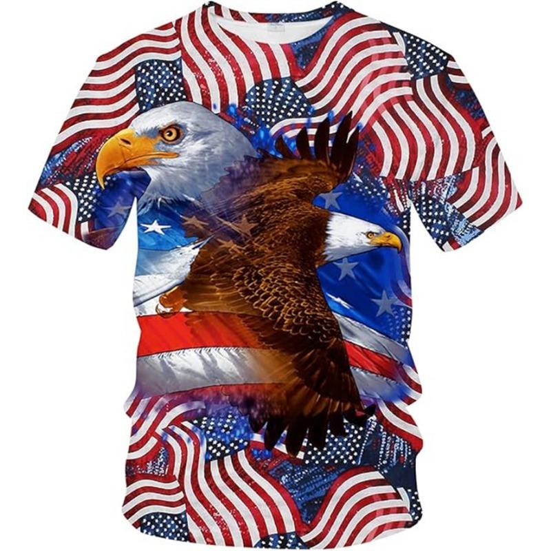 Trendiger Amerikanischer Adler U.S.. Flagge Grafik T-Shirt Für Männer Kleidung T-Shirts Frauen Cool Streetwear Sommer Lässig Kurzarm Ropa Oberteile