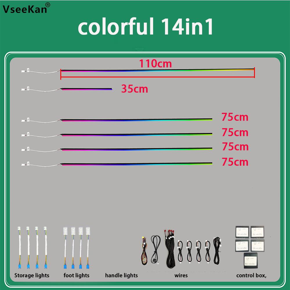 Car Ambient Light 24in1 22in1 18in1Dual Zone Symphony Interior LED Full Color RGB Neon Acrylic Strip Atmosphere Lighting Kit App