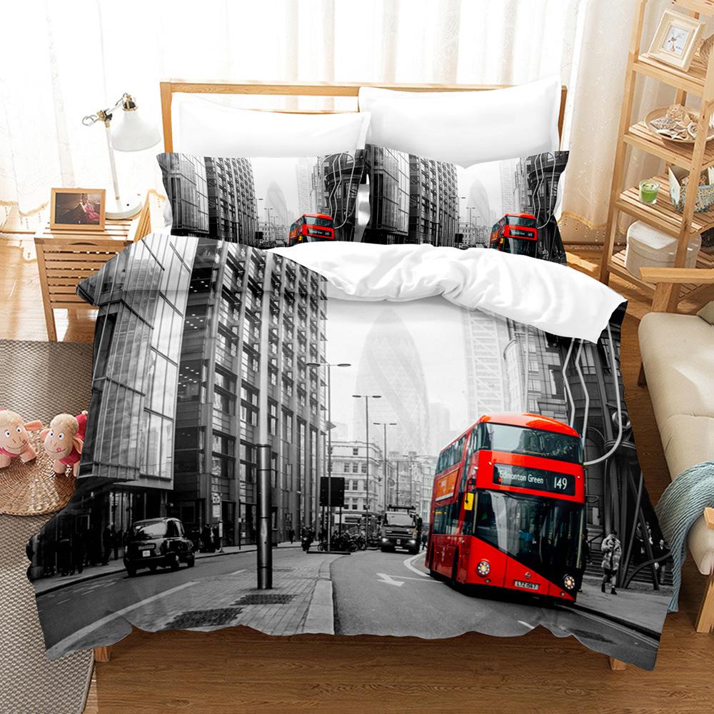 3D City Scenery Bedding Set Bed Linen Single Twin Queen King Full Size Duvet Cover Bedclothes