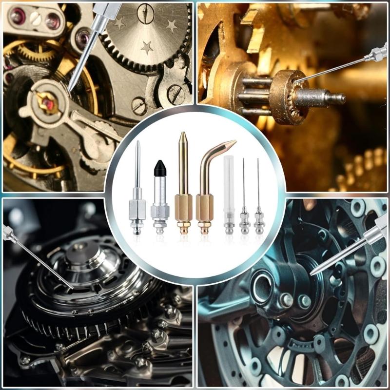 Accuracy Grease Dispenser Kit Strong Steel Nozzles Needle Adapters Couplers For Accurate Grease Control In Confined Areas