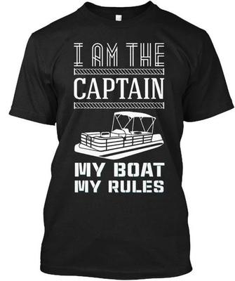 Im The Pontoon Captain My Boat Rules I Am T Shirt Made In the USA Size S To 5XL