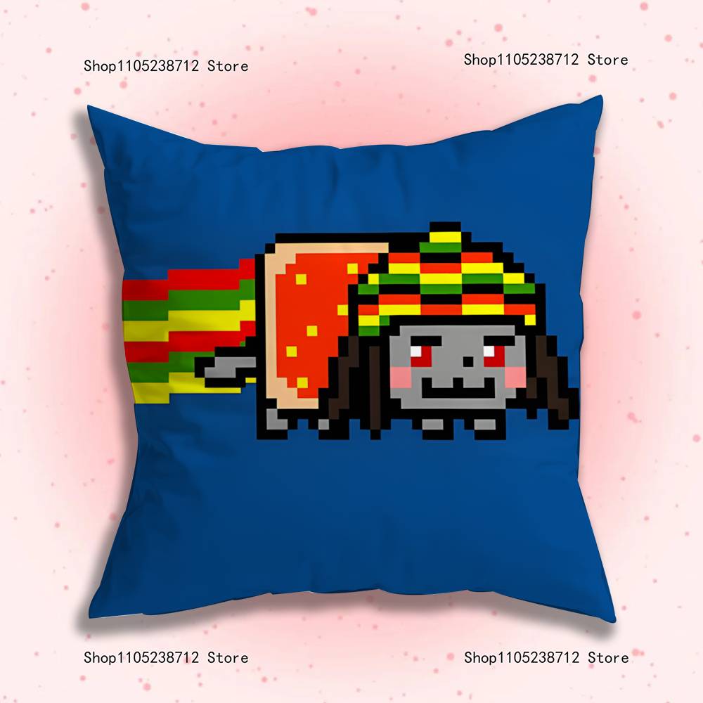 N-Nyan Cat Pillowcase Pillowslip Cushion Plush Boys Girls Cartoon Anime Kawaii Decoration Kids Birthday Cute Gifts