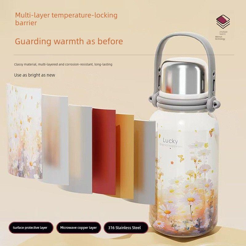 316 Stainless Steel Large-Capacity Thermos Cup, Portable Cold-Keeping Ice Cup, New Style, High-Looking Outdoor Water Bottle for Women and Couples
