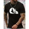 Herren Sommer 100% Baumwolle Modisch Lässig Locker Kaninchen und Victory-Geste Grafikdruck Rundhals Kurzarm T-Shirt Top