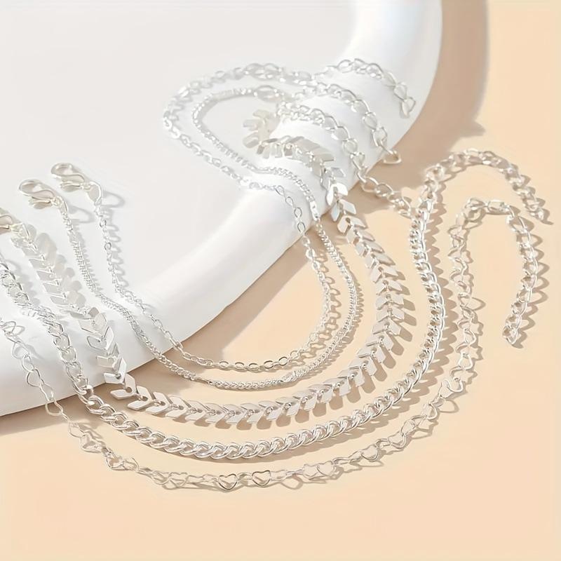 2 Sets of Bohemian Minimalist Fashion Beach Party Anklets Beautiful Zircon Stylish Vacation Simple Design Foot Jewelry Gifts