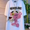 Large size heavy industry cartoon patch short-sleeved t-shirt women's summer new loose and thin meat-covering fashion top tide