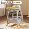 Chaise Haute pour Enfants avec 3 Assiettes Repas Interchangeables en PP, Harnais 5 Points, Roues Bloquables et Plateau Amovible - Pour 6 Mois à 3 Ans
