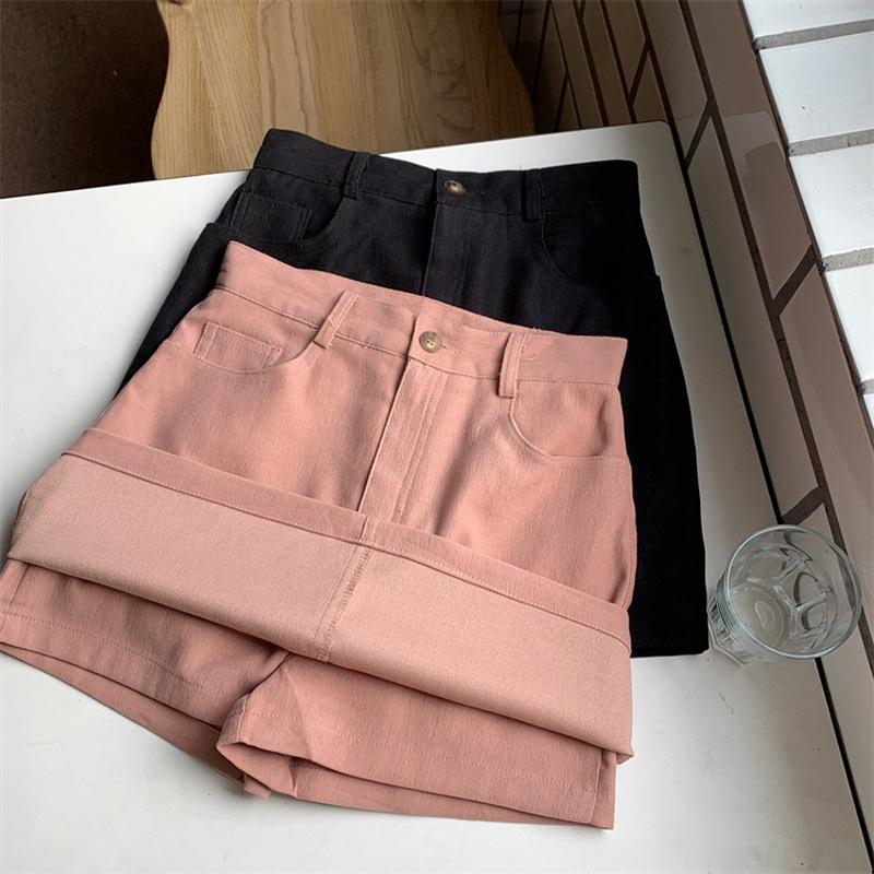 

Women s Summer High-Waisted A-Line Skirt - Anti-Exposure Hip-Hugging Design S розовый