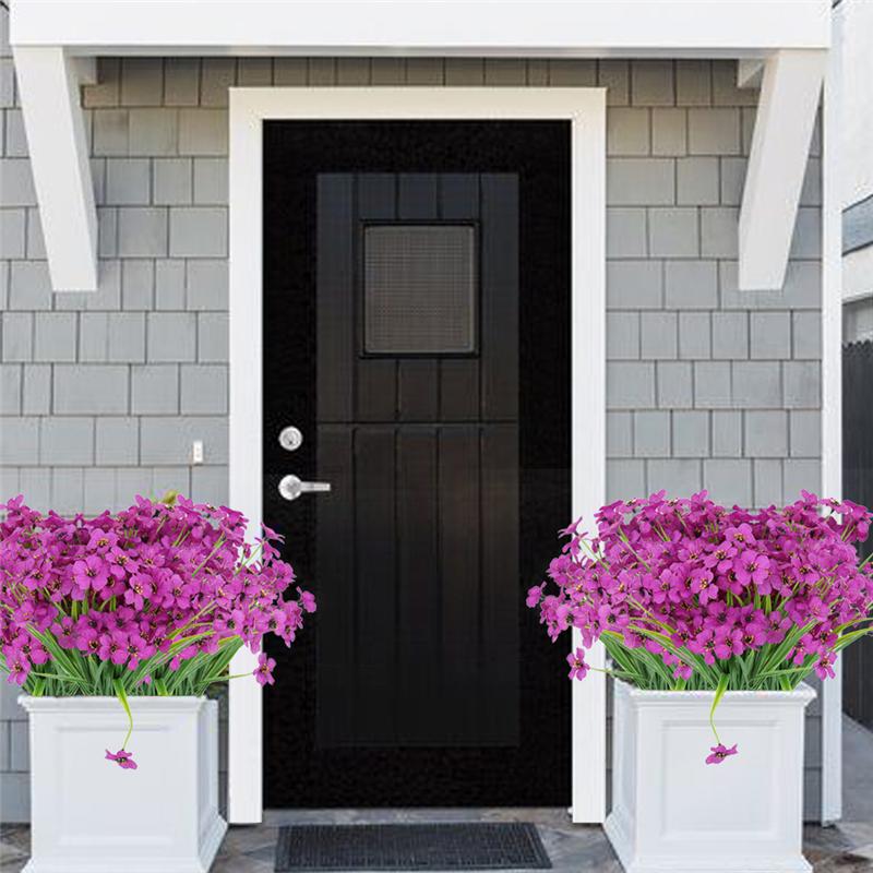 10 Teile/paket Künstliche Blume Frühling Gras Grün Pflanzen Aquatische Violett DIY Outdoor Balkon Hause Dekoration