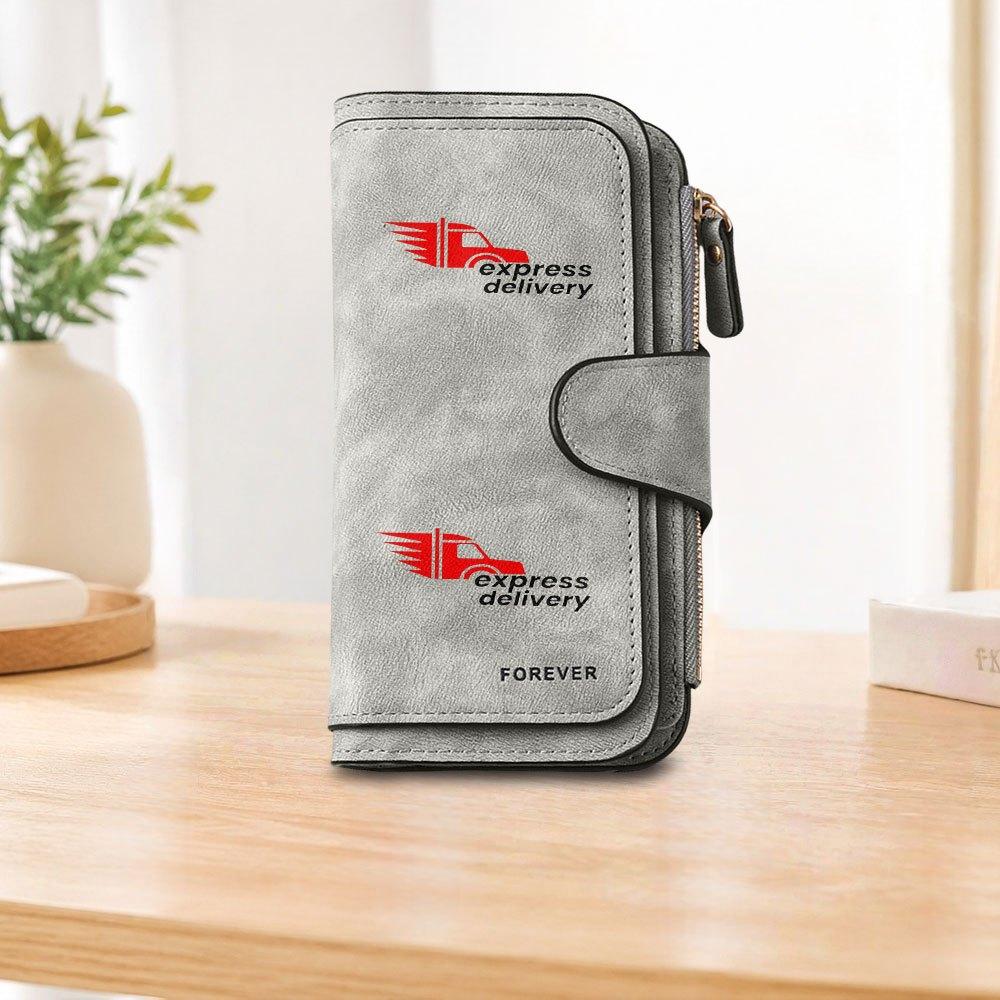 Fast Delivery Truck-themed Long Zipper Wallet, Large-capacity Card Holder, Unisex Clutch Bag, Stylish Zippered Coin Purse, Suitable for Daily Use, a