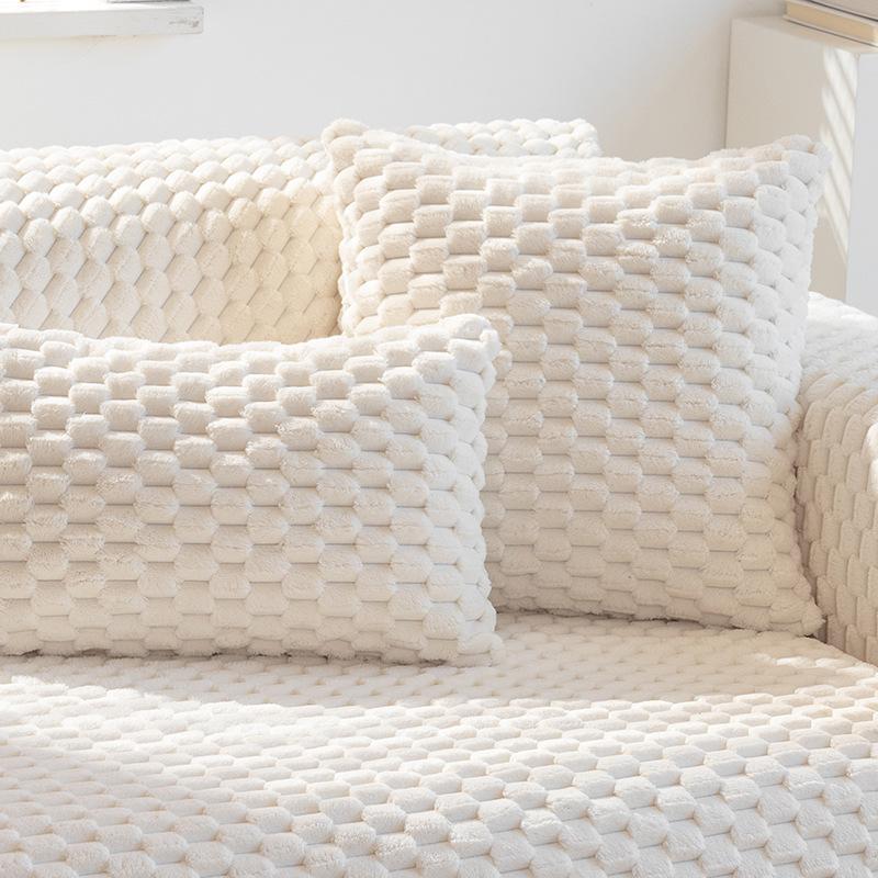 Winter Plush Sofa Blanket Home Decoration Thickened Soft  Keep Warm Anti Slip Sofa Cushion Simple Sofa Backrest Armrest Protective Pad