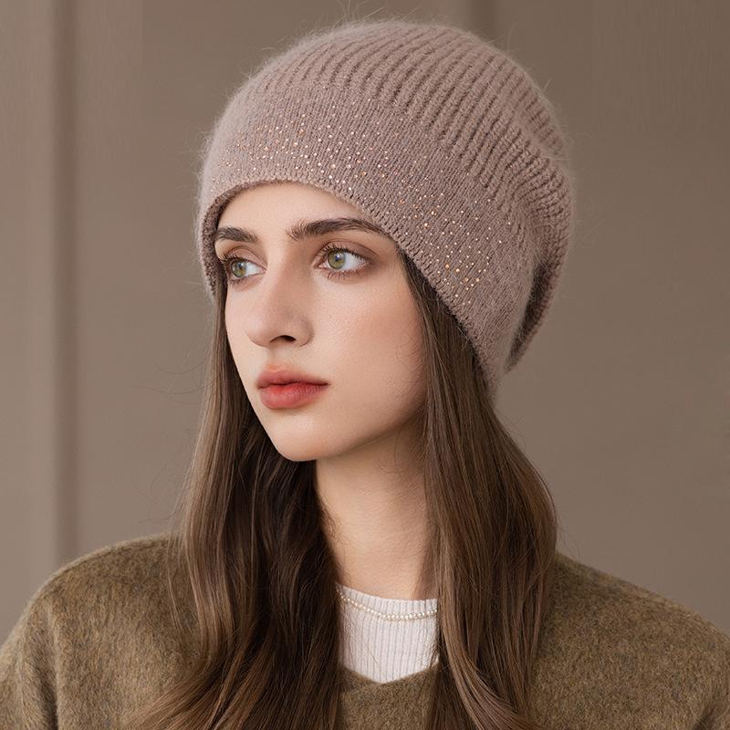 Thick Rabbit Fur Pullover Hat Women's Ear Protection Knitted Hat