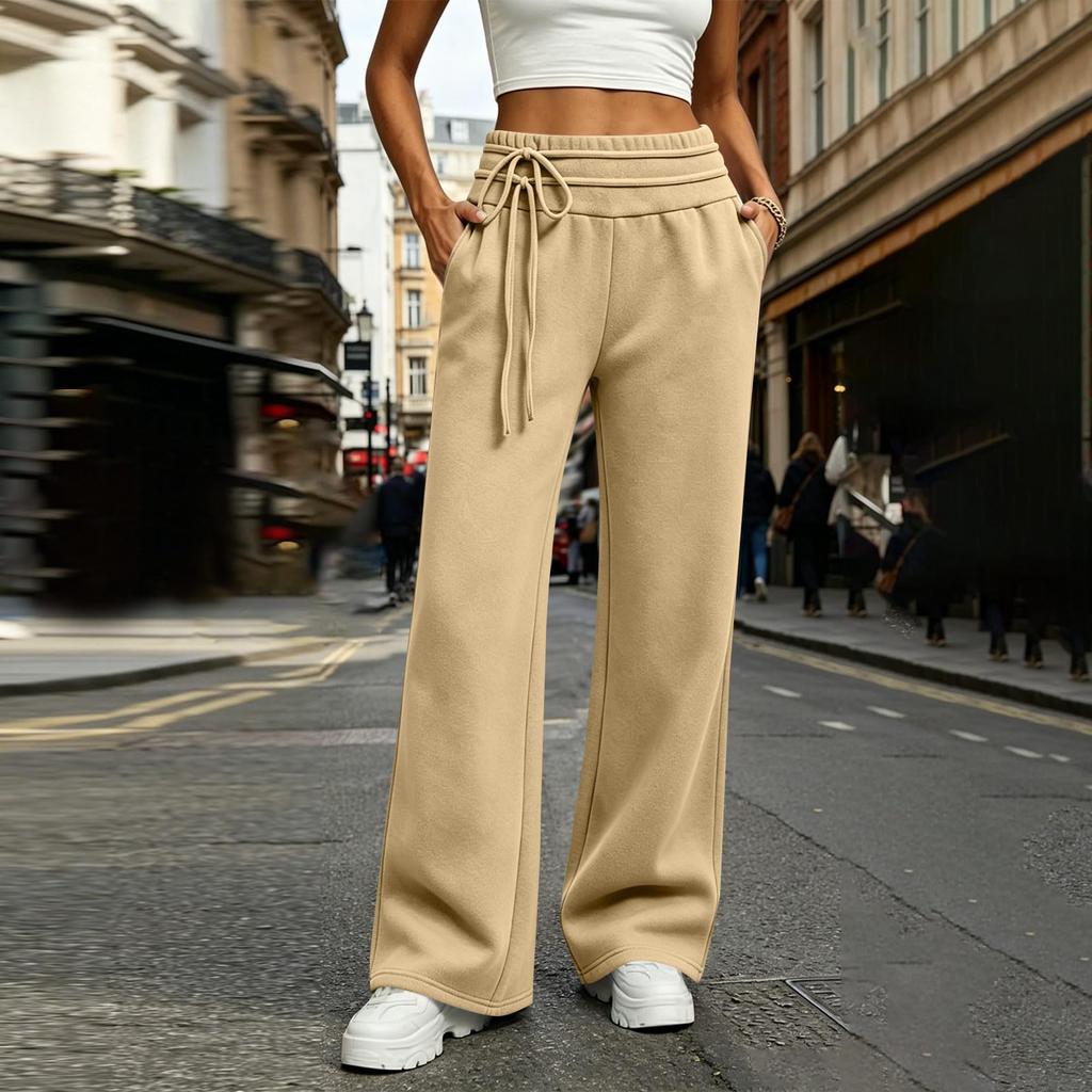 Women's Color Loose Fit Drawstring Sweatpants with Pockets for Casual Wear