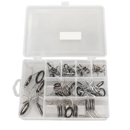 

75Pcs Fishing Rod Tip Repair Kit Fishing Rod Guides Stainless Steel Ceramic Ring Rod Tip Guide Replacement Kit