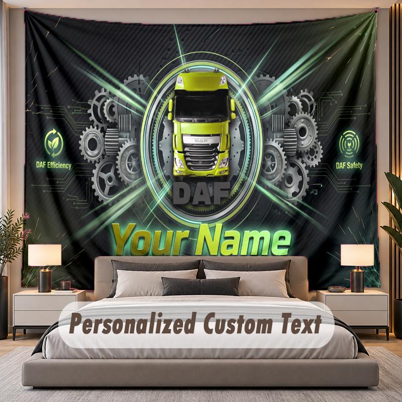Custom Name Text Tapestry DAF Personalized Polyester Wall Tapestry For Bedroom And Room