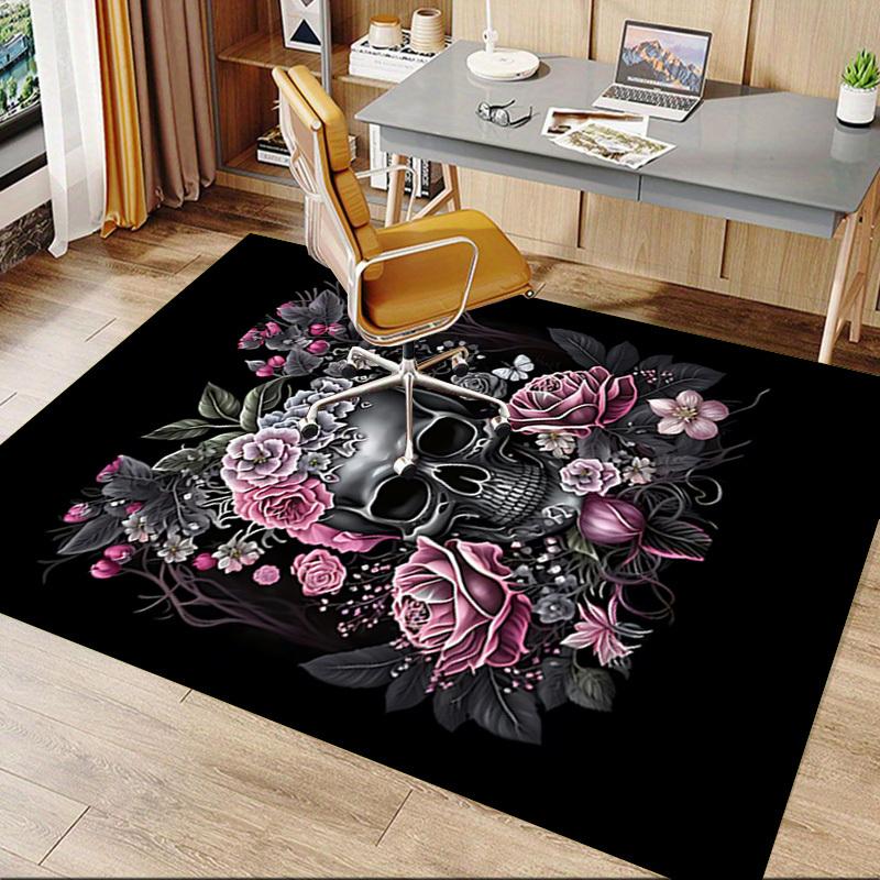 1PC Skull Flowers Carpet Ultra Soft, Thick & Absorbent, Non Slip Machine Washable Mat for Entryway
