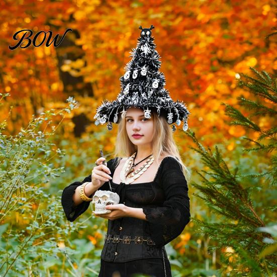 Autumn Seasonal Decor Halloween Witch Hat Pumpkin Decor, Metallic Rain Curtain Door Hanging Ornament for House Warming Decorations Party, Spooky