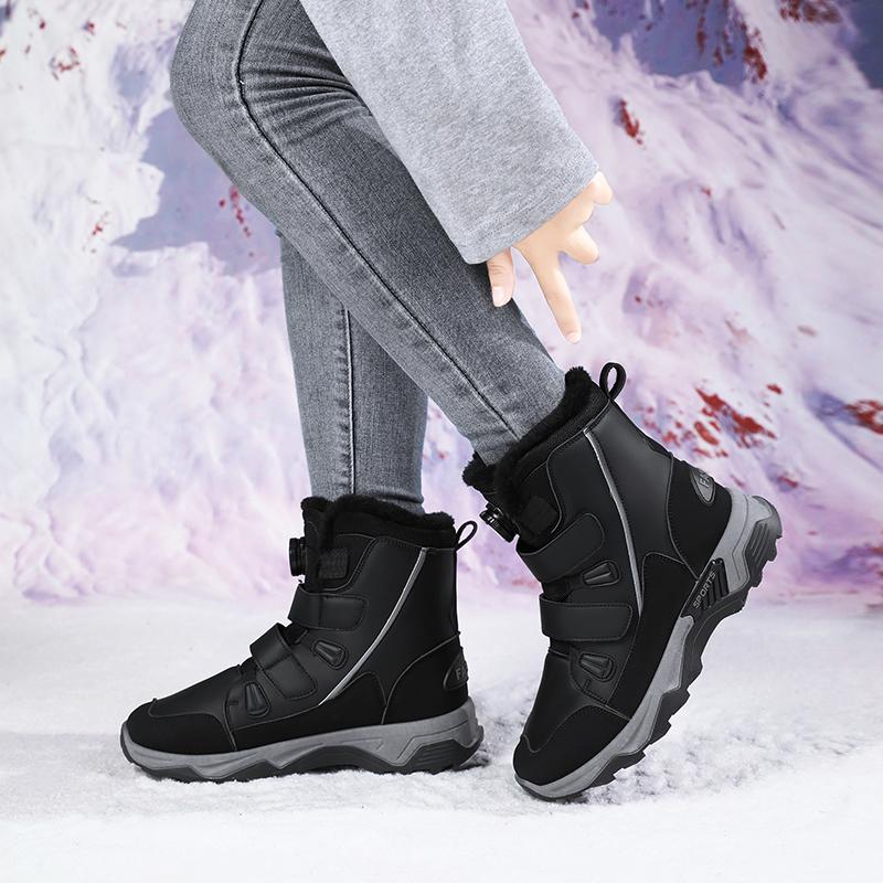 Plüsch Damen High-Top Stiefel Winter Schneestiefel Warme Baumwollschuhe Rutschfeste Outdoor Sneaker zum Gehen Wandern