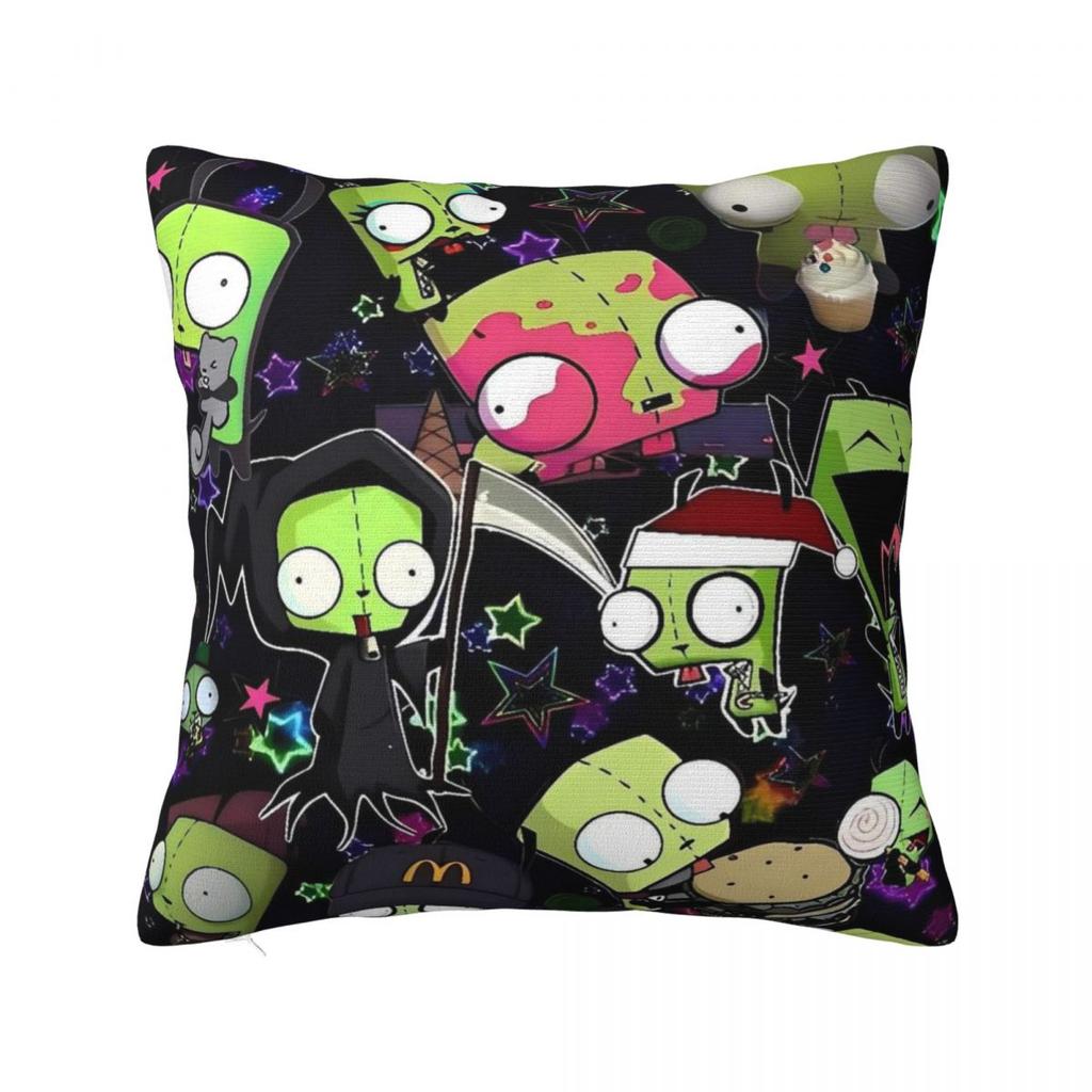 Invaders Zims Cartoon Pillow Cover Square Pillow Case Cushion Cover Vintage Graphic Pillowcases For Sofa Home Decorative