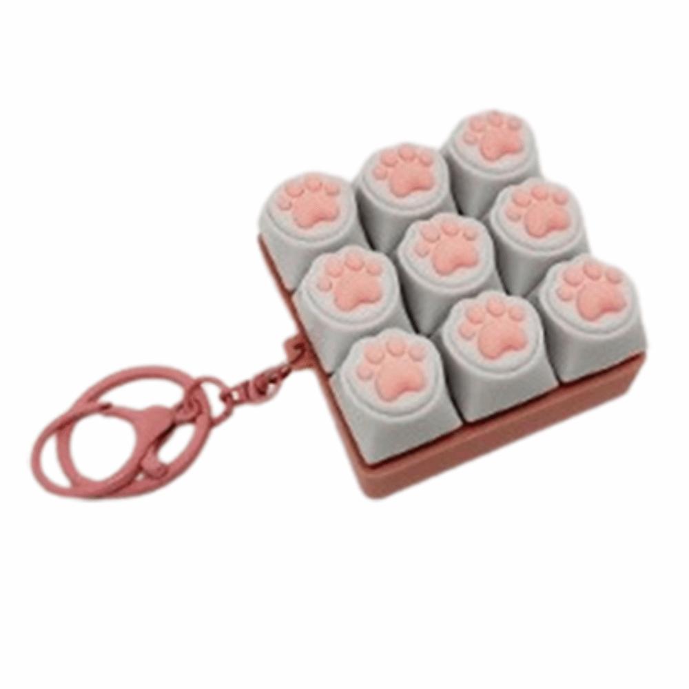 9 Keyboard Cat Paw Keychain Funny Stress Relief Pendant Decompression Keyring  Pass Time розовый