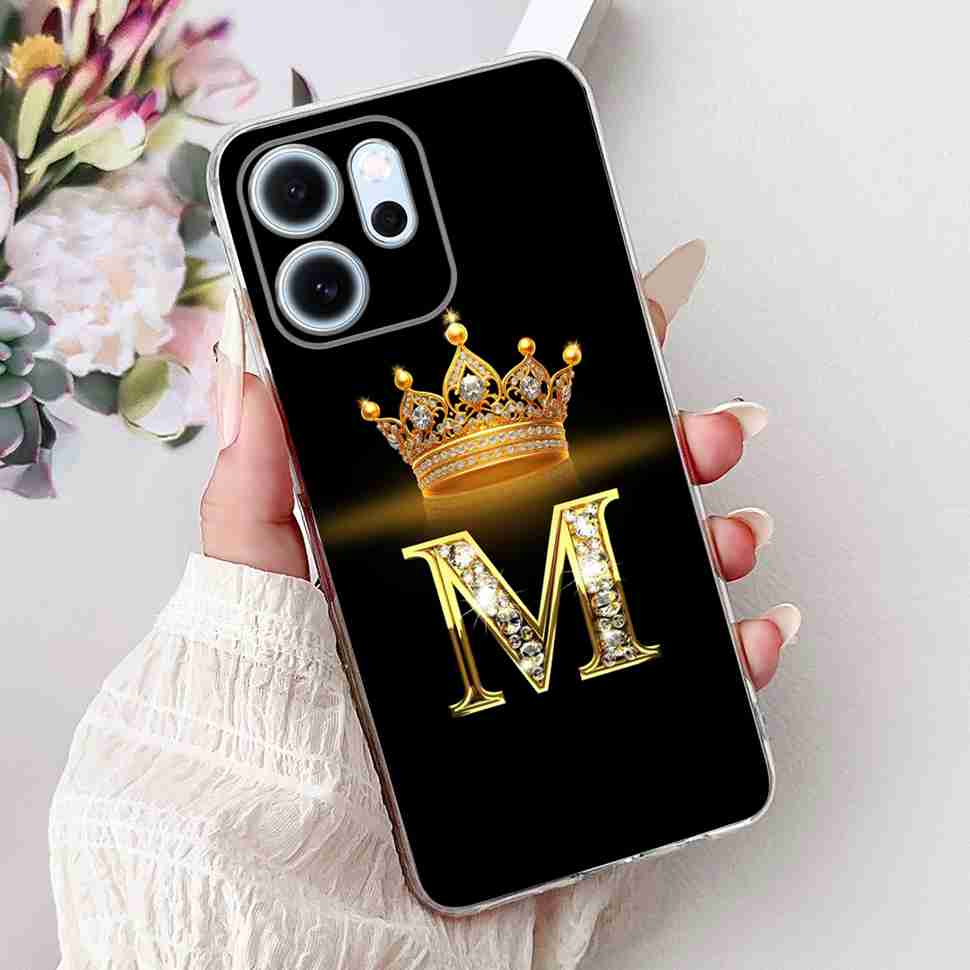 For Oppo Reno14 F 5G 6.57" Case Popular Design Letters A-Z Crown TPU Soft Silicone Cover For Oppo Reno 14F CPH2743 Phone Casing