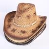 Popular sombrero de vaquero occidental hueco clásico europeo y americano, moda para hombre y mujer, sombrero de paja transpirable para vacaciones, protección solar