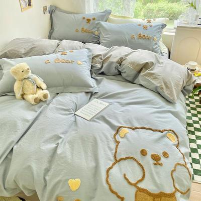Urso bonito puro algodão lavado conjunto de quatro peças de algodão puro ins estilo simples cama das crianças folha conjunto de três peças