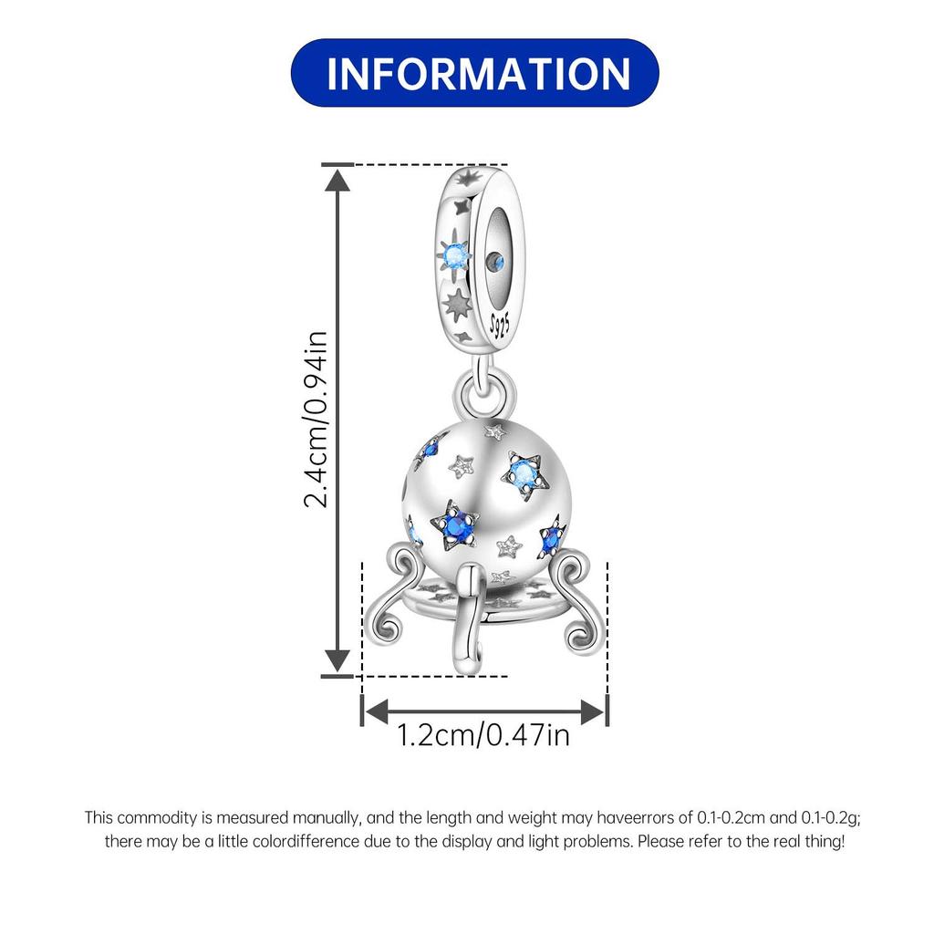Orstarry 925 Silver Magic Ball Pendant Beads Pendants Bracelet Charm Jewelry Party DIY Trendy Gifts