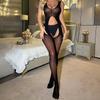 Transparent Open-Crotch Camisole Sexy Lingerie European and American Style Sexy Women's Uniform Hollow Out Stockings Tight Mesh Bodysuit