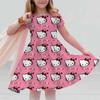 New Summer Dress Fashion Cartoon Cute Hello Kitty 3D Print Dresses Kids Short Sleeve Princess Girls Party Children Clothes
