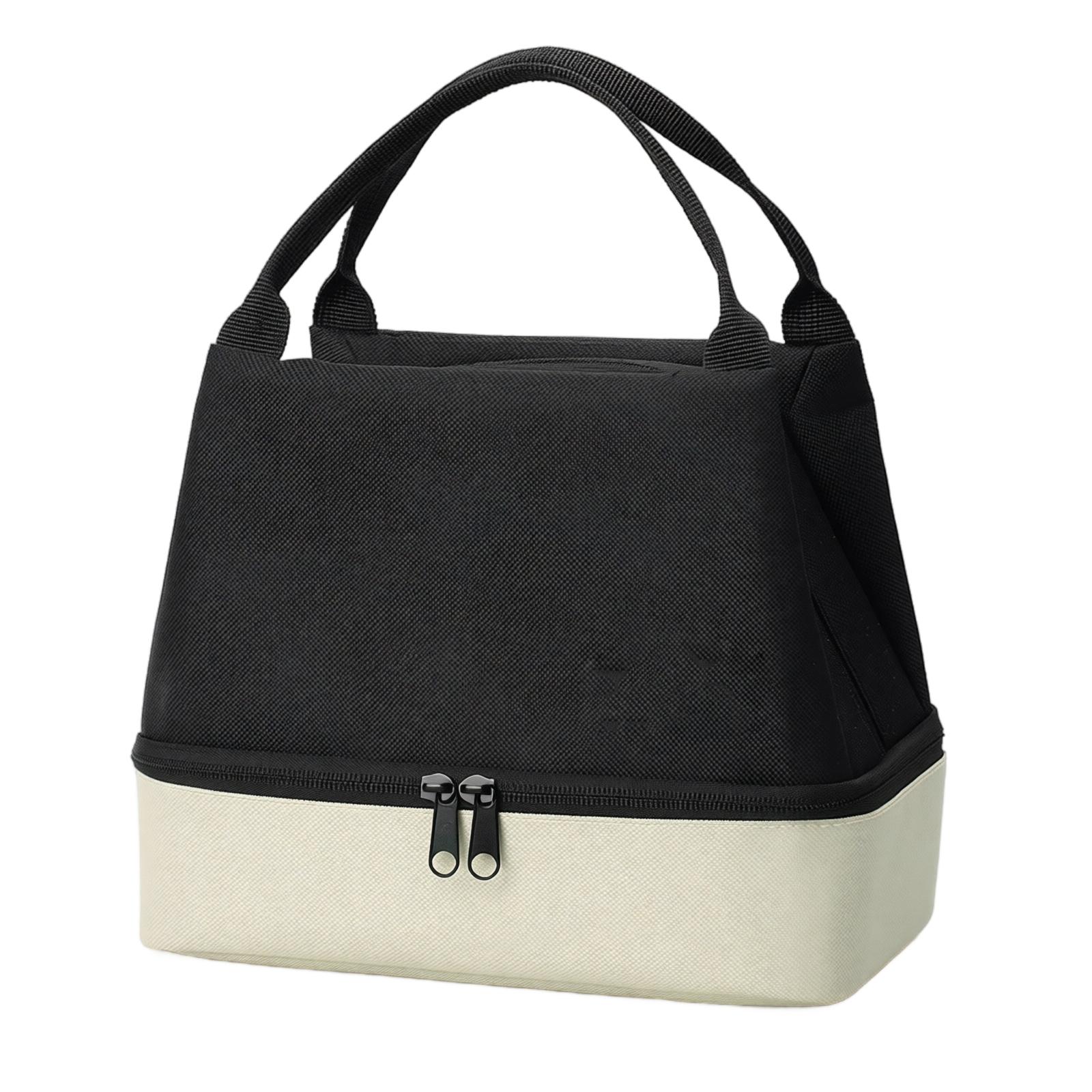 BRIVILAS Color Block Double Layer Portable Lunch Bag