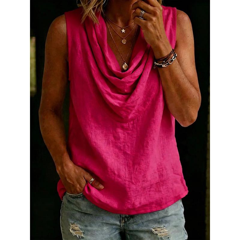 JPNTKY Women's Fashion Casual V-Neck Sleeveless Blouses & Shirts
