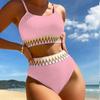 High Waist Bikini Set With Polyester Material For Water Sports And Beach Wear Women