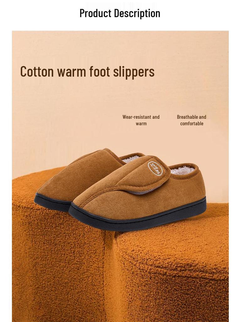 Unisex Indoor Winter Fluffy Non-slip Velvet Velcro Slippers