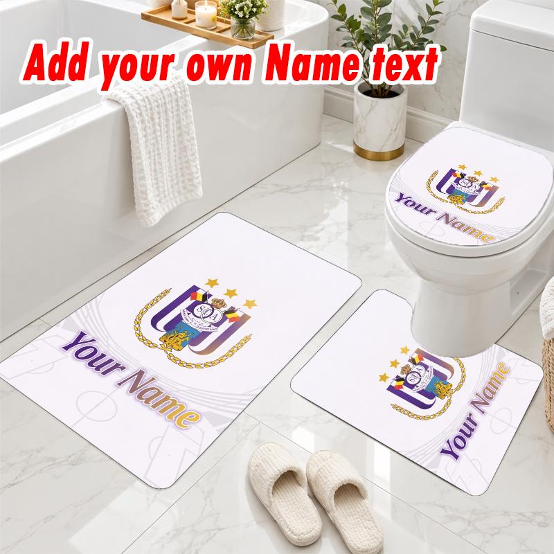 Personalized Anderlecht FC 3Pcs Flannel Toilet Mat Set Custom Text Bathroom Rug Non Slip