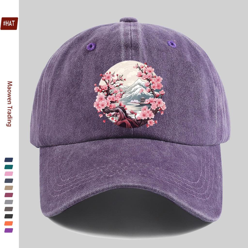 pc Unisex Cherry Blossom Tree Print Baseball Cap Simple Decorative Hat for Home and Casual Wear Multiple Colors Available Co