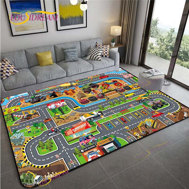 Alfombra Road Traffic Rout Map Carpet Living Room Sofa Coffee Table Bedroom Rugs Kitchen Kid Play Anti-slip Floor Mat Home Decor