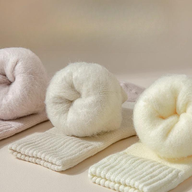 Women's Autumn and Winter Cashmere Mid-calf Warm Fleece Thickened Plush Long Calf Postpartum Socks Floor Sleeping Wool Long Socks