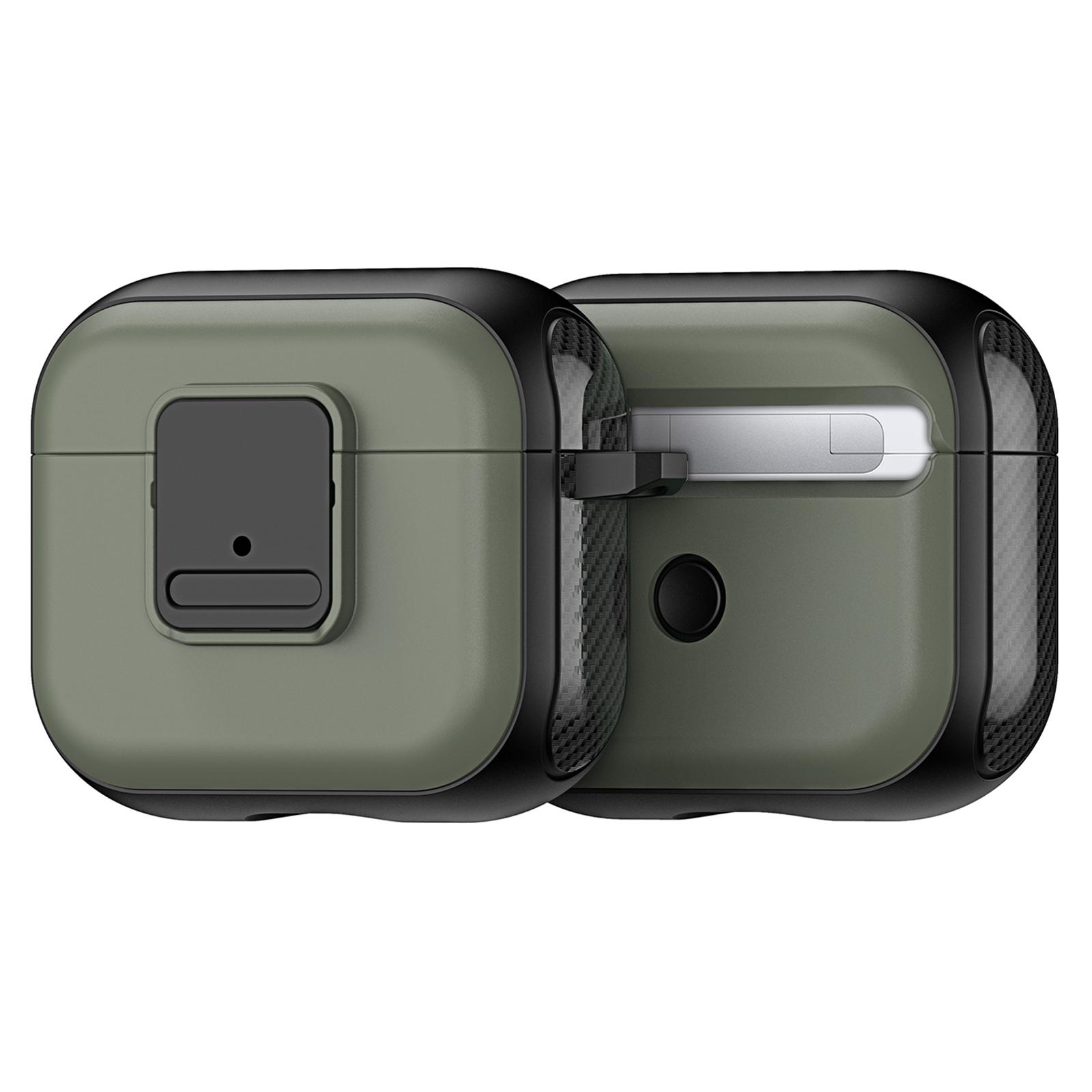 

DUX DUCIS PECJ Series for Apple AirPods 3 Earphone Case Cover TPU and PC Material with Carabiner Blackish Green