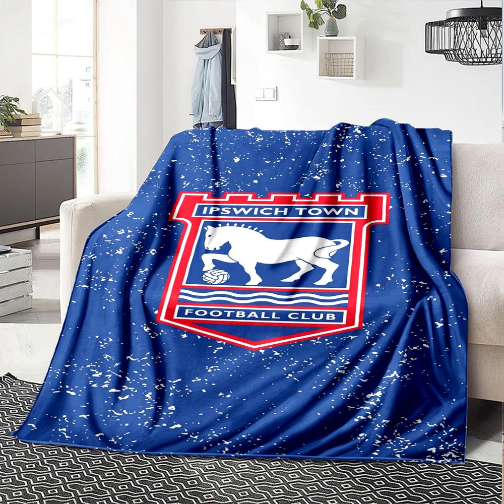 Ipswich Town FC Print Flannel Blanket High Quality Warm Comfortable Cover for All Seasons Perfect for Gifts Home Decor
