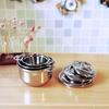 1/12 Dollhouse Miniature Imitated Stainless Steel Casserole Kitchen Cookware