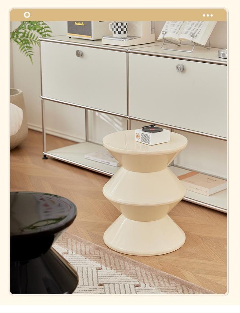 Nordic Hourglass Living Room Bench - Creative Plastic Bedside Stool for Small Apartments, Simple Shoe Changing Seat, Entrance or Household Use.